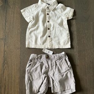 Baby gap dress shirt & shorts sz 12-18M NWT